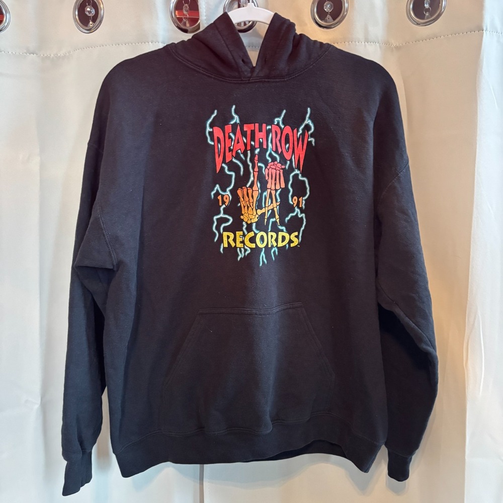 Death Row Records Mens 1991 Hoodie Oversized Medium Y2K Retro Grunge 19070